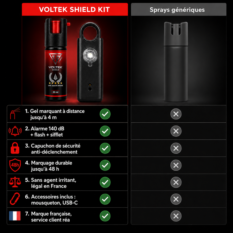 VOLTEK GUARD KIT — Spray de marquage + alarme personnelle