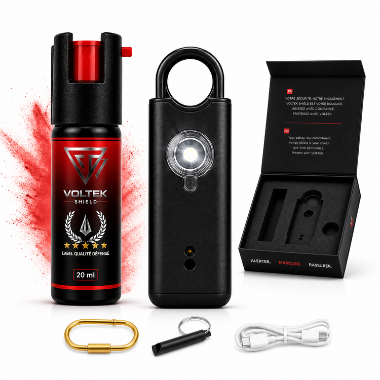 VOLTEK GUARD KIT — Spray de marquage + alarme personnelle