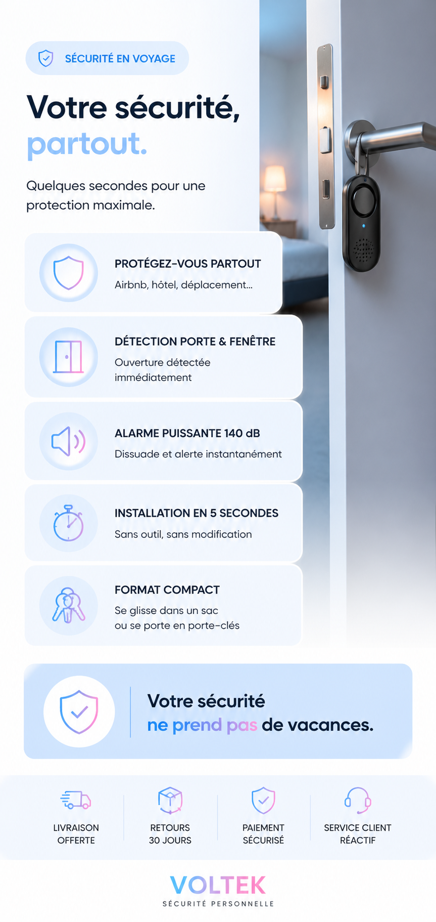 Comment installer une alarme de porte dans un Airbnb ou un hôtel ? Image