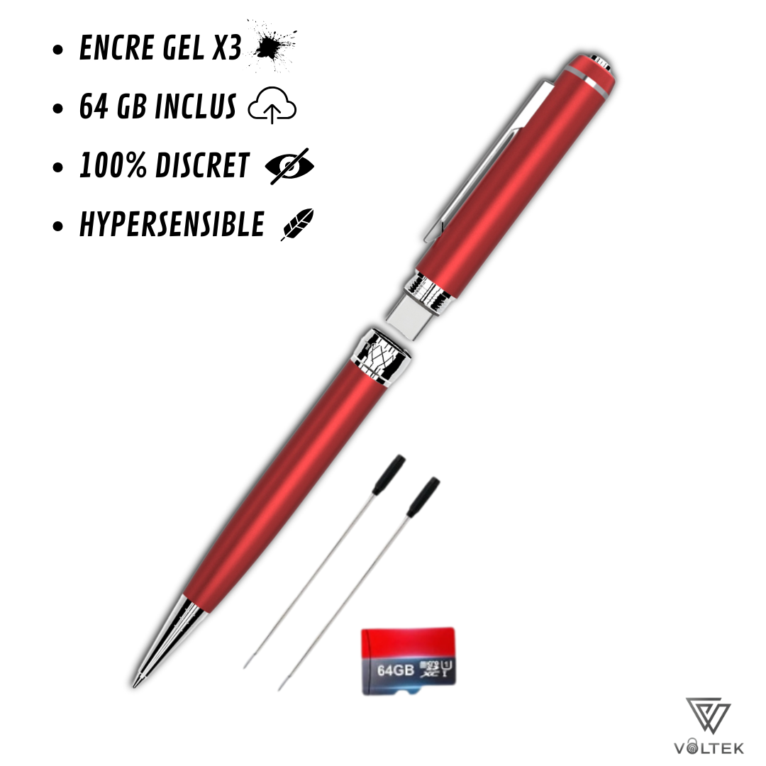 Stylo Stealth Pen Voltek® – Enregistrement sécurisé avec 64 Go de mémoire