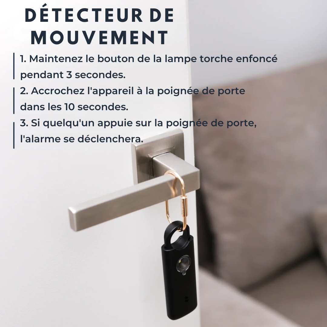 alarme personnelle voltek détection mouvement sécurité maison sac
