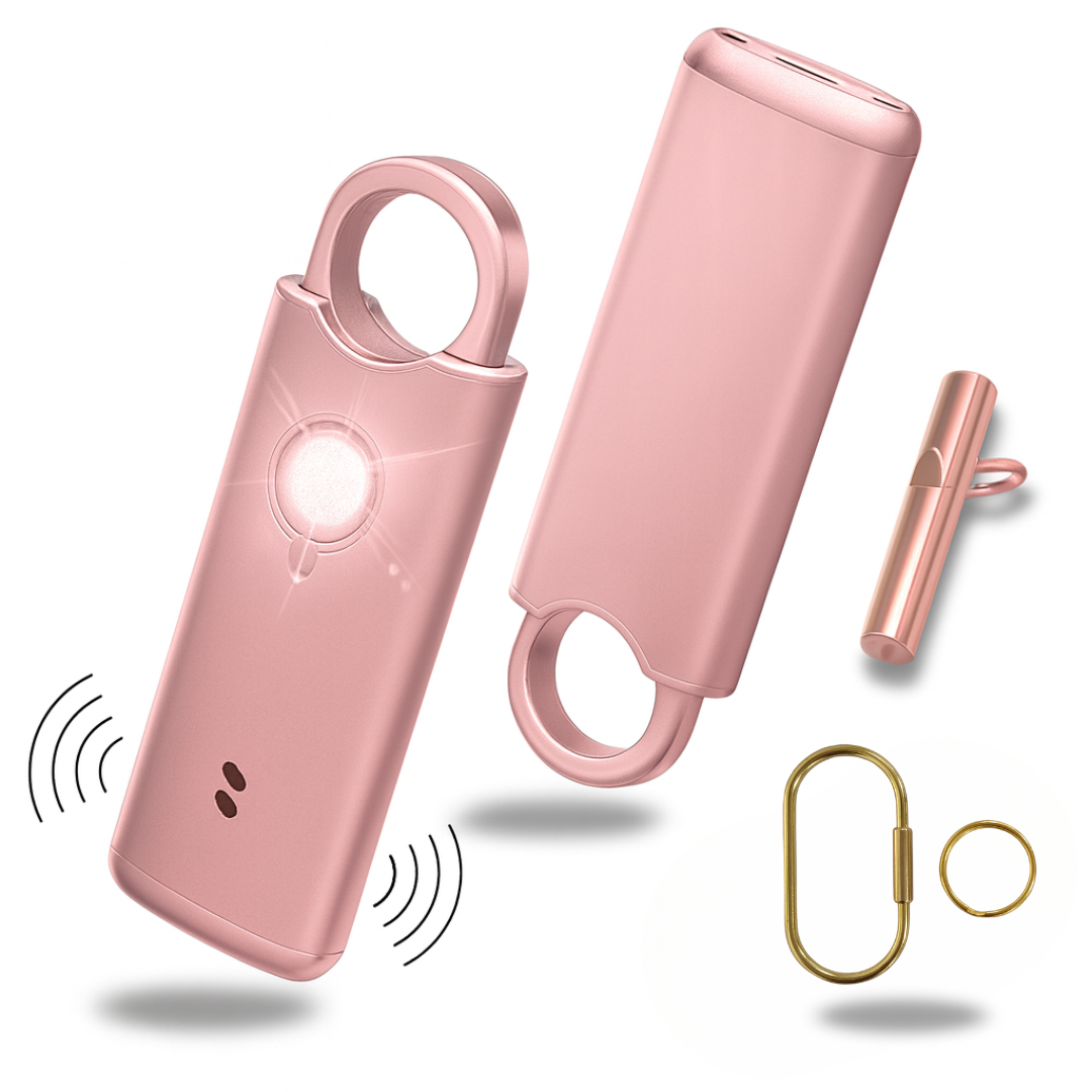 alarme anti agression VOLTEK METAL 140db rose porte cles securite femme boitier aluminium