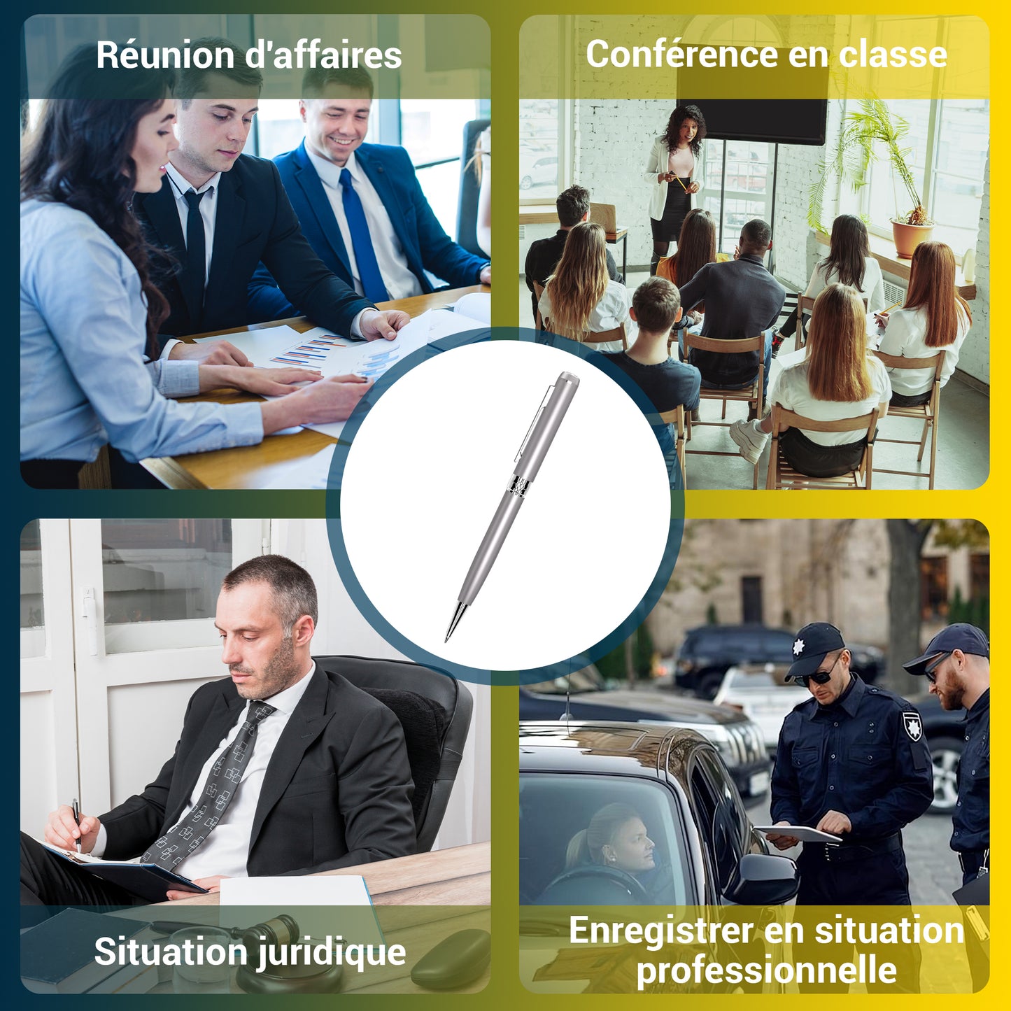 Stylo Enregistreur Voltek® – 64 Go, discret & rechargeable, avec enregistrement continu (Full Pack)