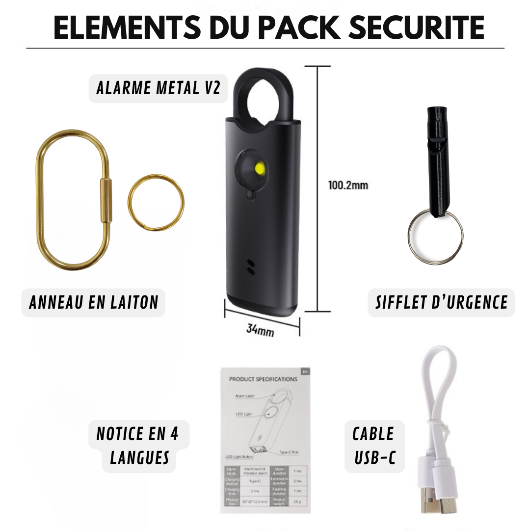 Voltek® LockRing V2 - L'alarme qui hurle pour vous défendre *Édition métal