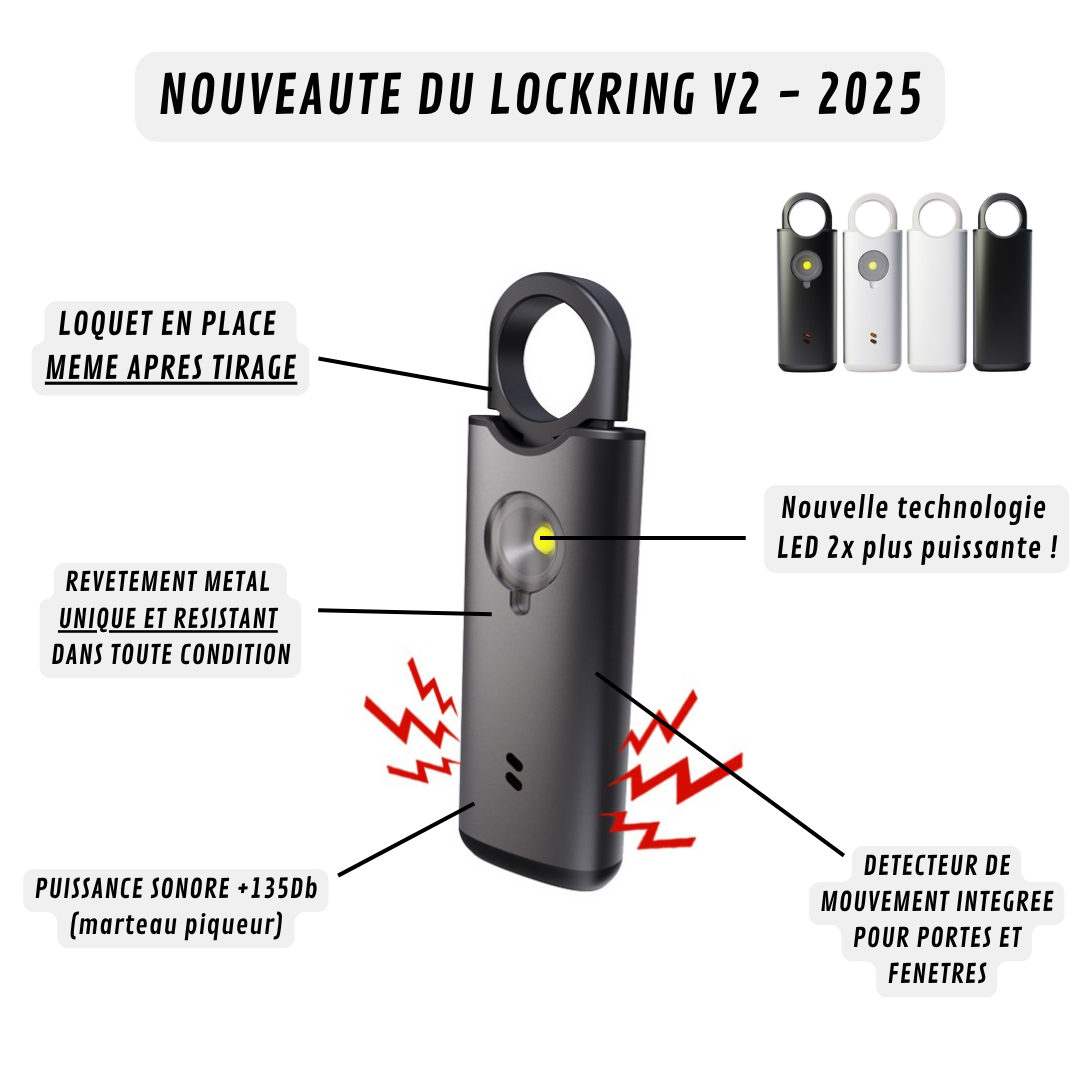 Voltek® LockRing V2 - L'alarme qui hurle pour vous défendre *Édition métal