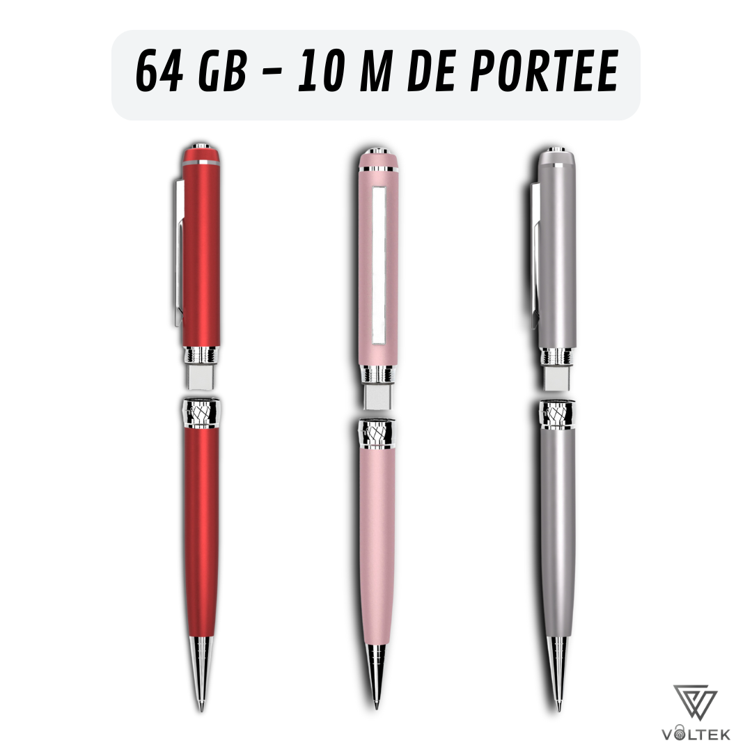 Stylo Stealth Pen Voltek® – Enregistrement sécurisé avec 64 Go de mémoire