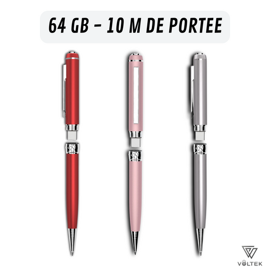 Stylo Stealth Pen Voltek® – Enregistrement sécurisé avec 64 Go de mémoire