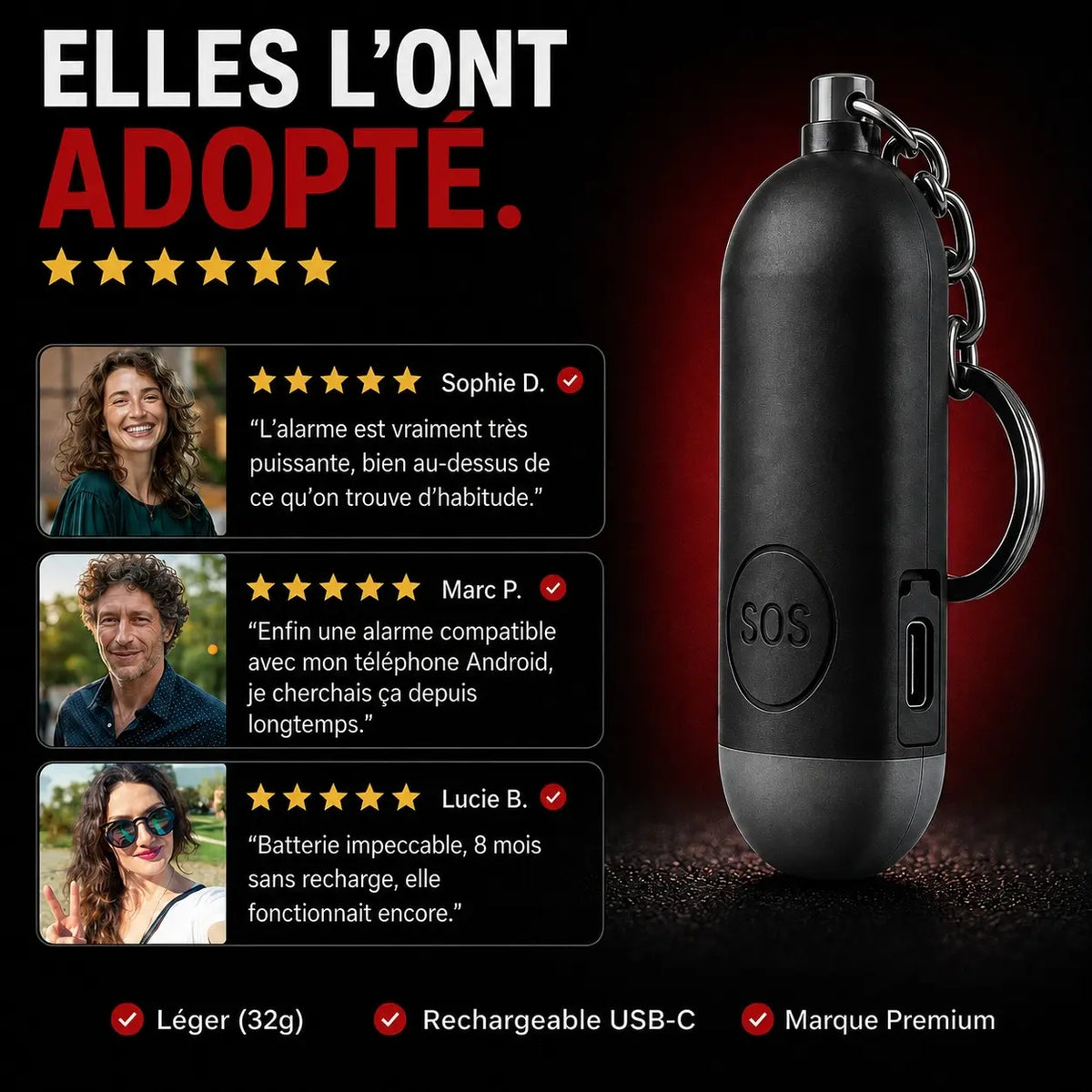 VOLTEK® SAFE — Alarme 130 dB — Localisation iPhone & Android