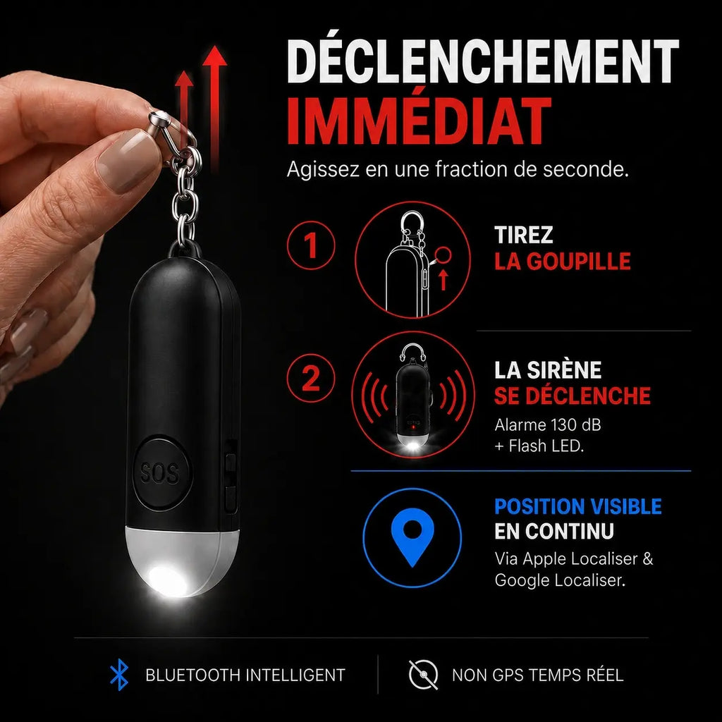 VOLTEK® SAFE — Alarme 130 dB — Localisation iPhone & Android