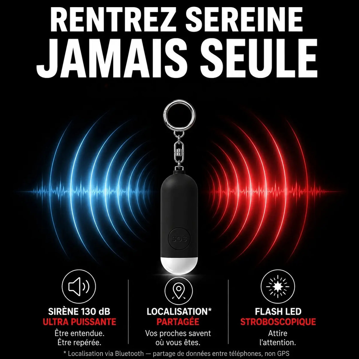 VOLTEK® SAFE — Alarme 130 dB — Localisation iPhone & Android