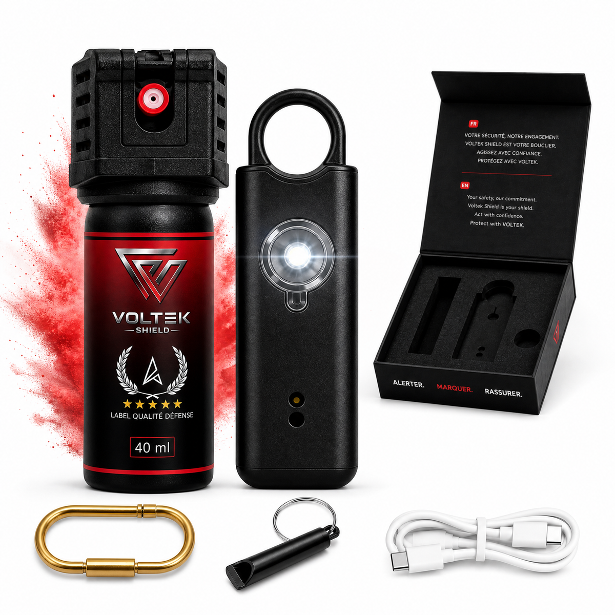 VOLTEK GUARD KIT — Spray de marquage + alarme personnelle