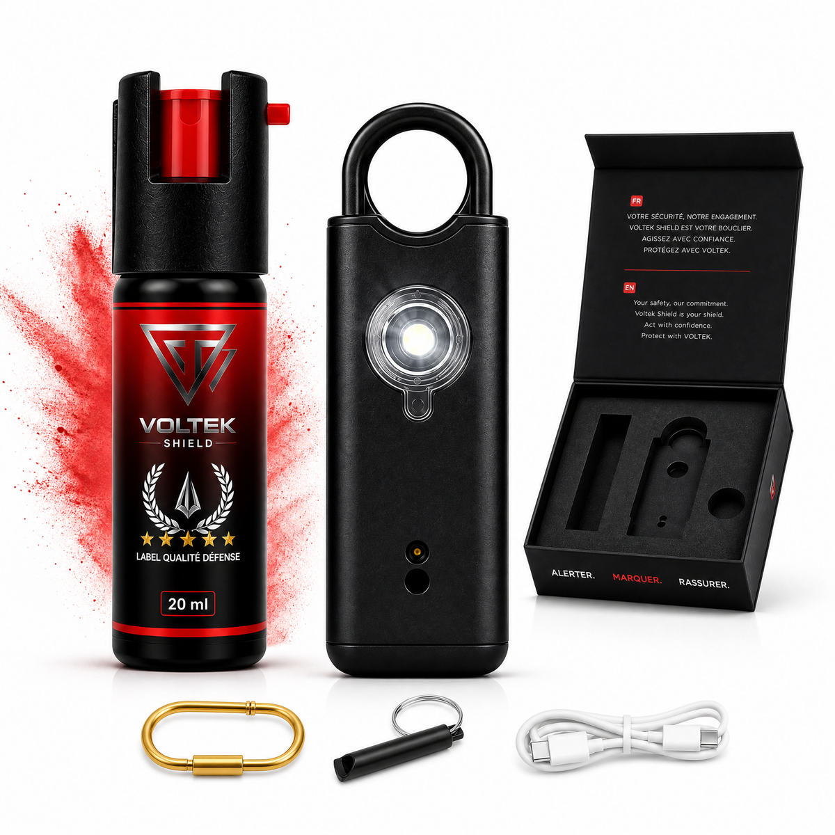 VOLTEK GUARD KIT — Spray de marquage + alarme personnelle